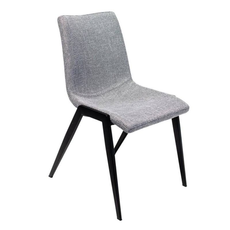 Dining chair, grey fabric - black finished steel, 48x56x87cm