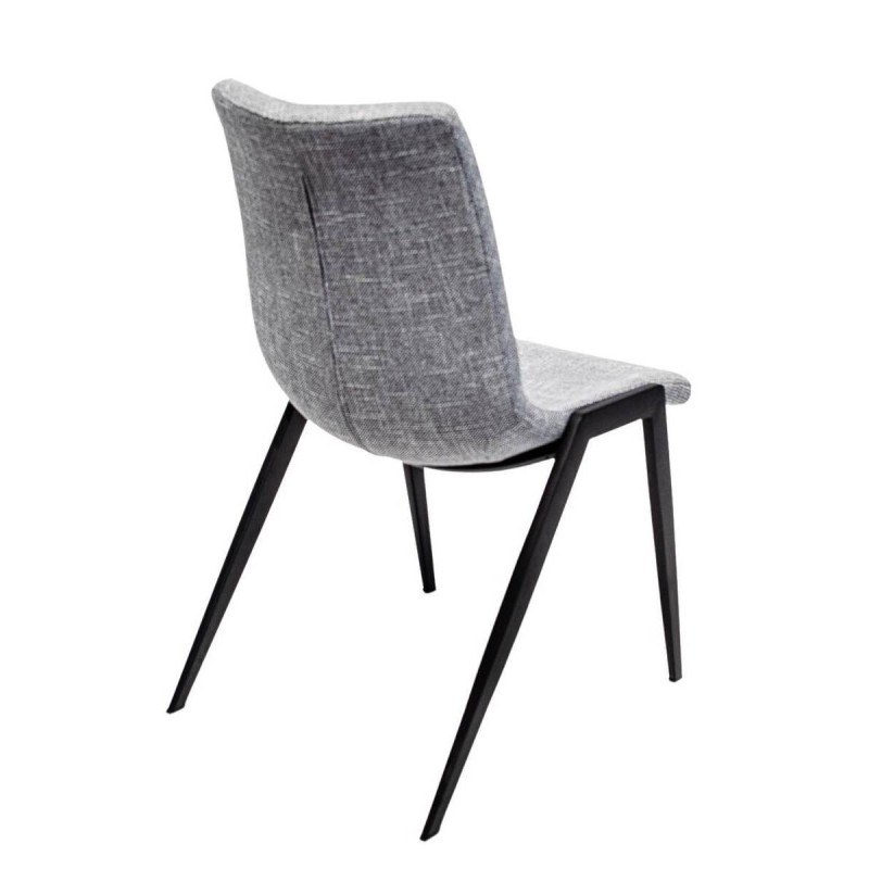 Dining chair, grey fabric - black finished steel, 48x56x87cm