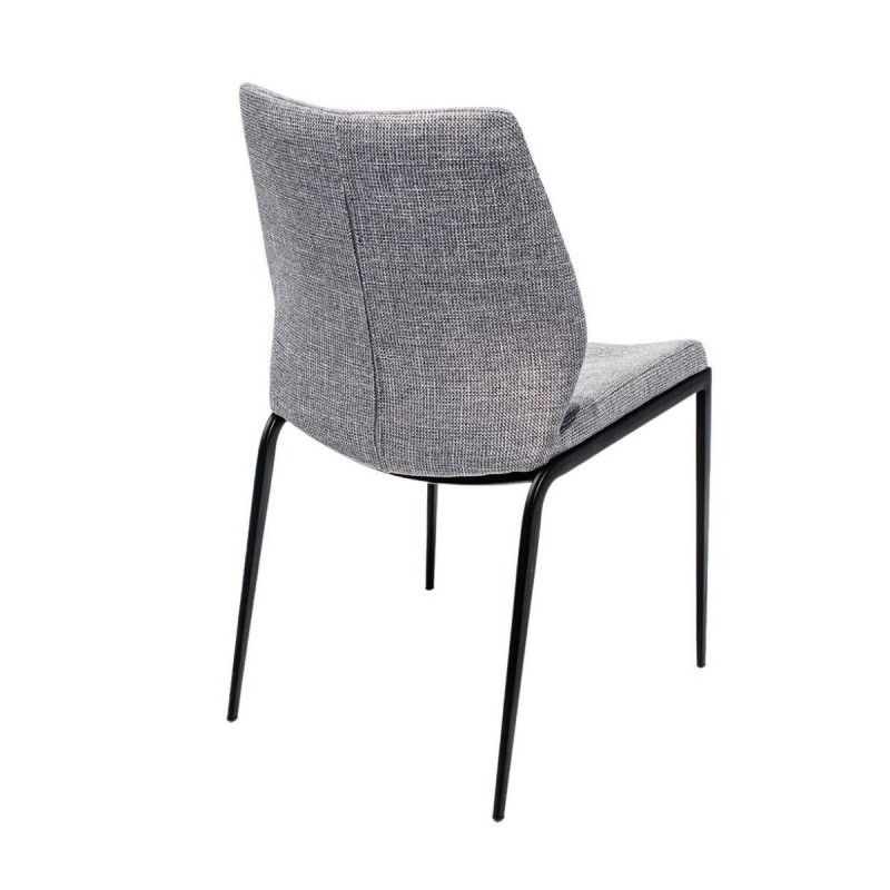 Elina chair, gray fabric with black metal legs, 45x55x86cm