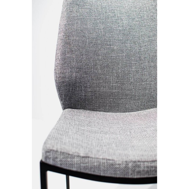Elina chair, gray fabric with black metal legs, 45x55x86cm