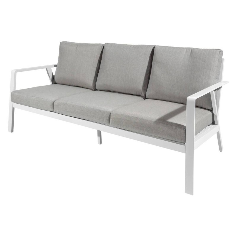 Sofá aluminio blanco tejido gris 190.5x82.5x76.5cm