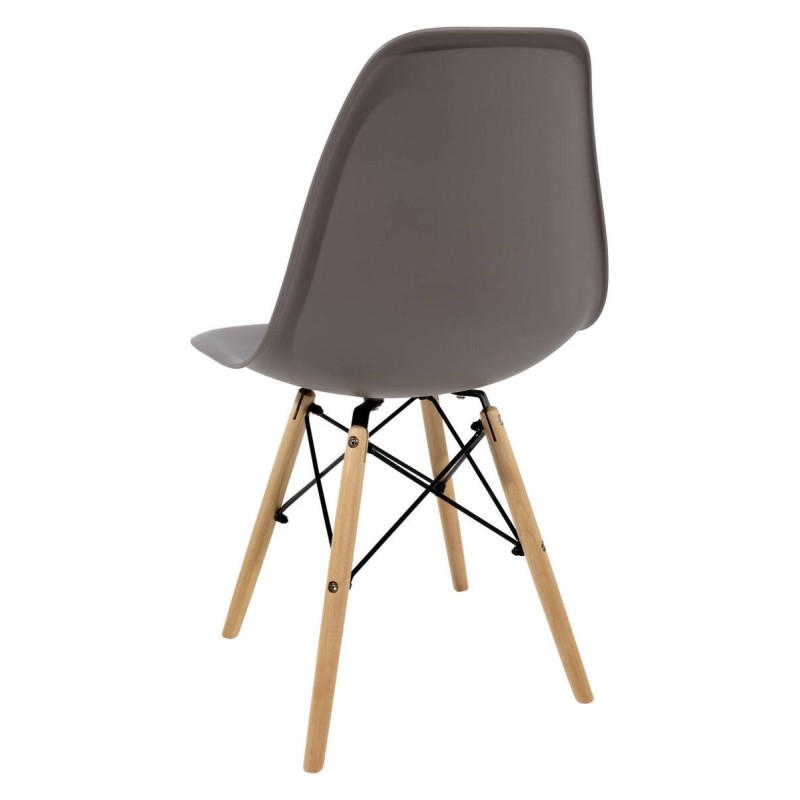 Nordic style dining chair, grey polyethylene - wooden legs, 46x52x81.5cm