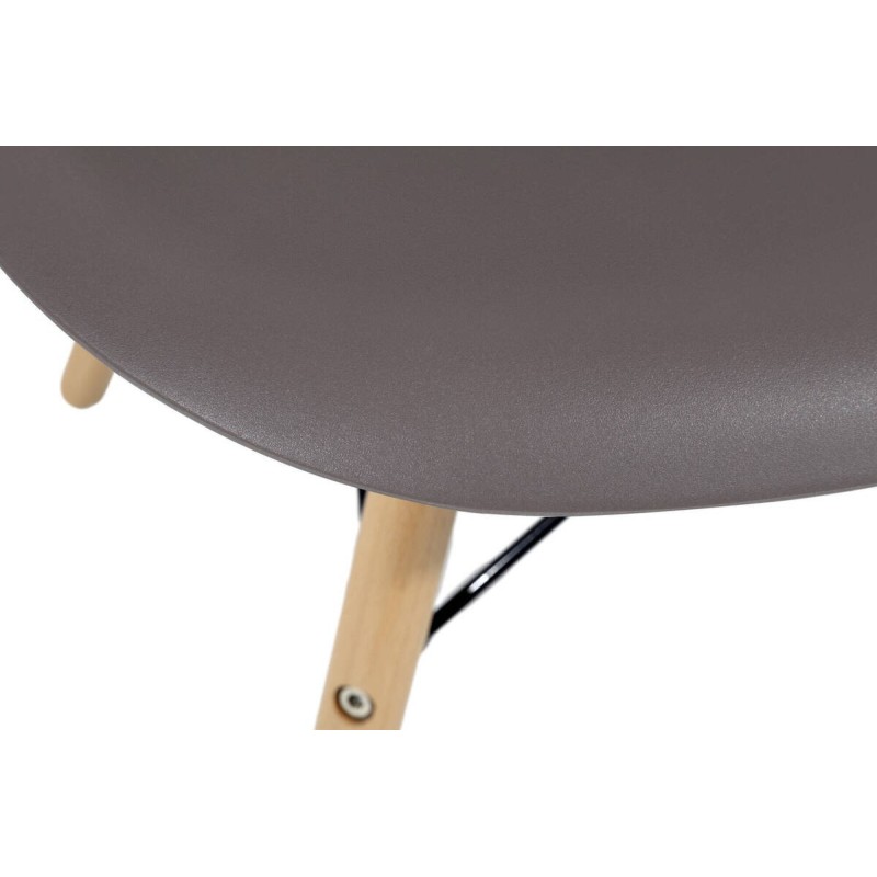 Nordic style dining chair, grey polyethylene - wooden legs, 46x52x81.5cm