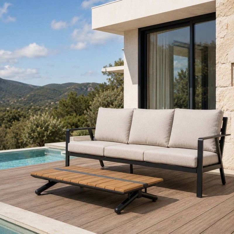 Sofá samos de aluminio gris antracita 191x83x85cm