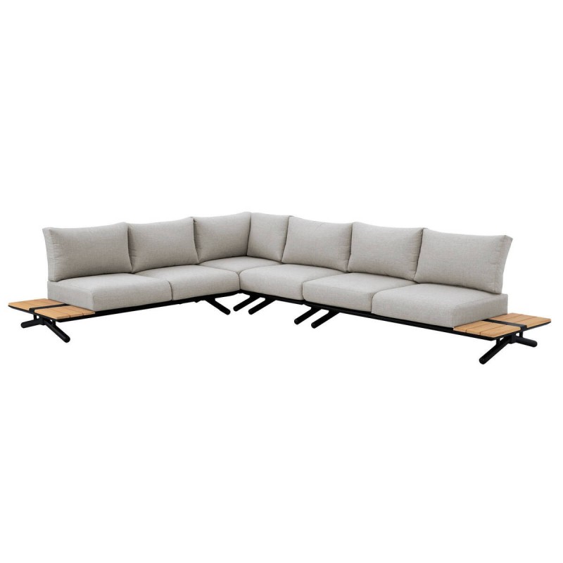 Corner unit with aluminum and teak wood spikes, 320x247x80cm