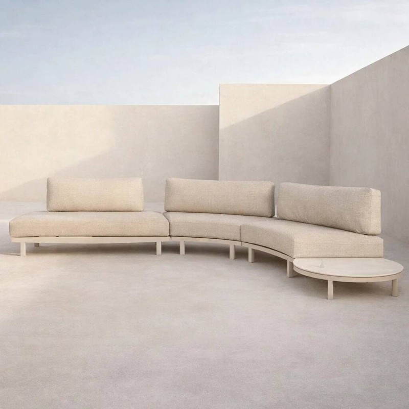 Set modular de exterior Arban de aluminio beige con mesa auxiliar