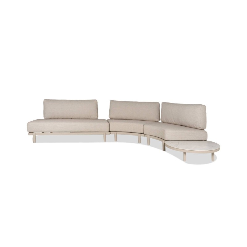 Set modular de exterior Arban de aluminio beige con mesa auxiliar