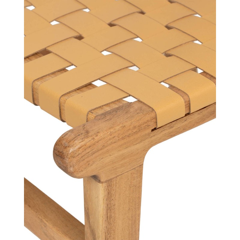Kora chair in solid acacia wood and interwoven leather seat 46x48x86 cm