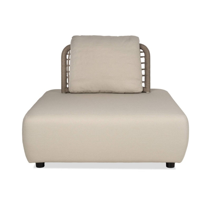 Módulo sillón Orin de exterior en cuerda y aluminio color gris seda