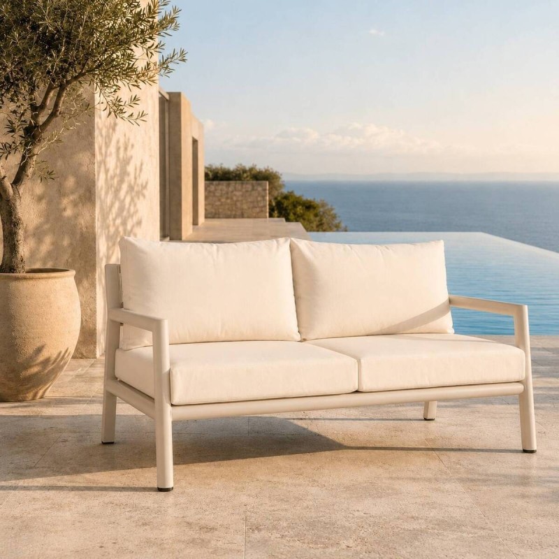 Sofá aluminio exterior Nala 2 plazas con cojines beige