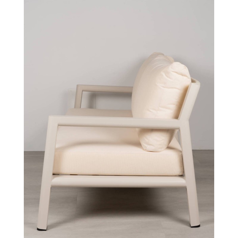 Nala 2-seater outdoor aluminum sofa with beige cushions