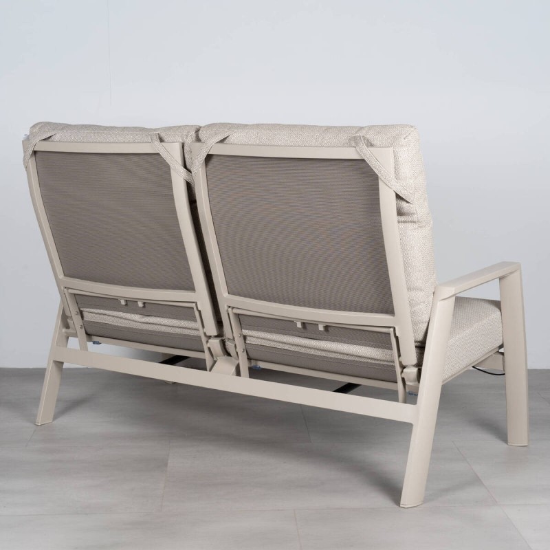 Tivat 2-Seater Reclining Outdoor Sofa with Champagne Aluminum Frame