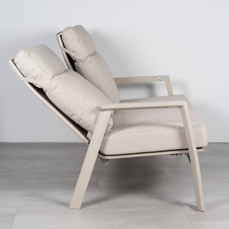 Tivat 2-Seater Reclining Outdoor Sofa with Champagne Aluminum Frame