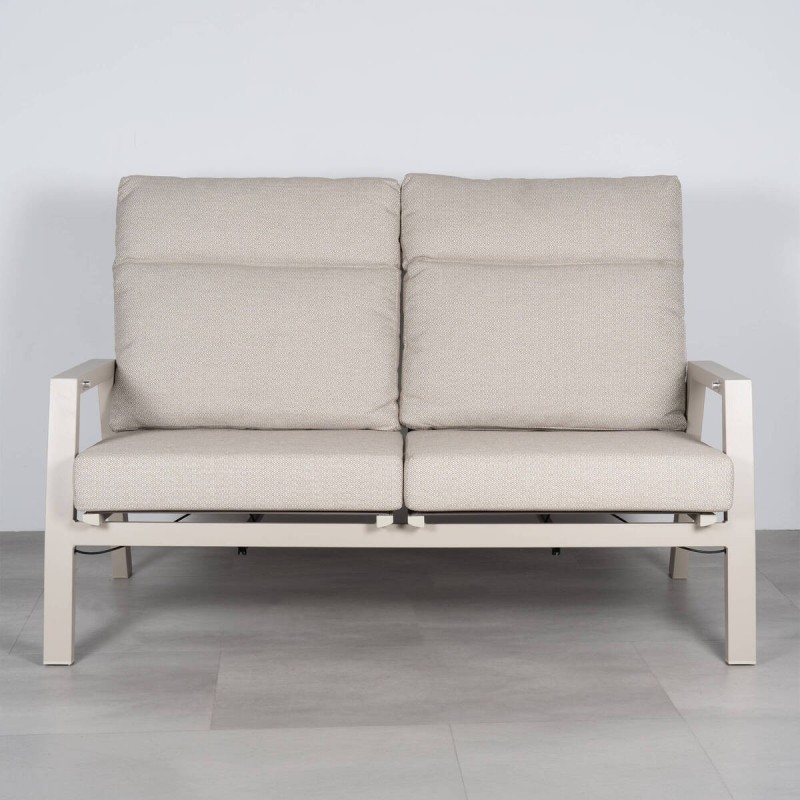 Tivat 2-Seater Reclining Outdoor Sofa with Champagne Aluminum Frame