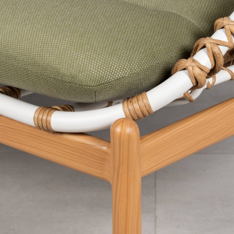 Tarifa 2-Seater Outdoor Sofa, Aluminum, Synthetic Rattan and Olive Green Fabric, 157 cm