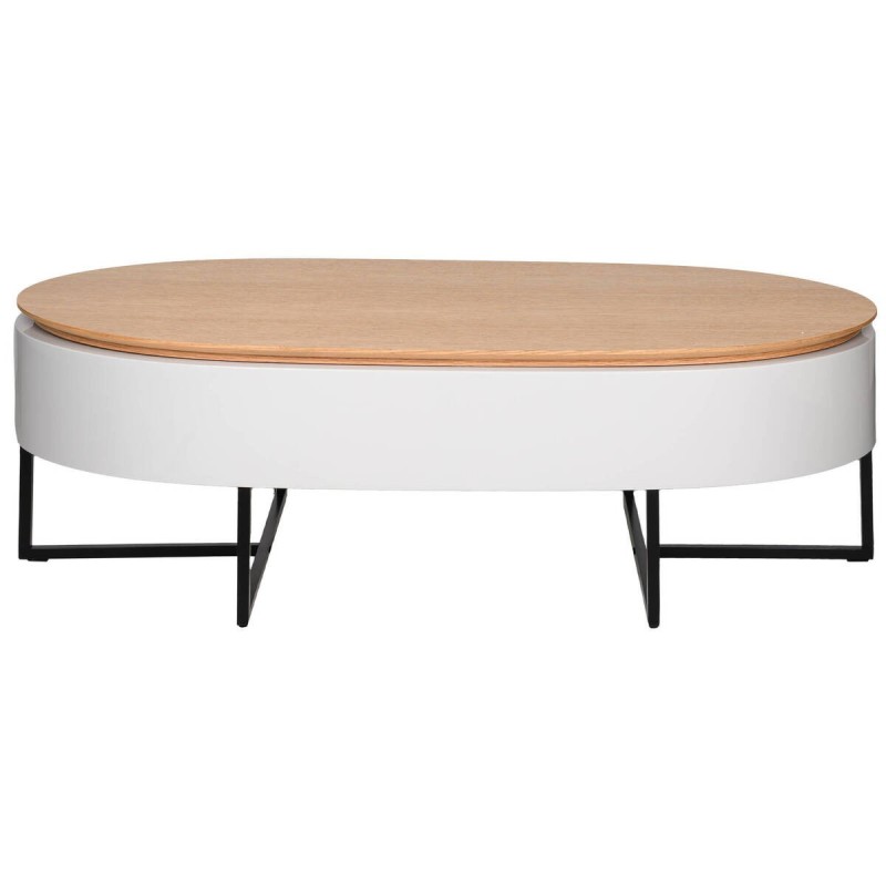 Mesa de centro elevable de roble blanco brillo 116x56x36/61cm