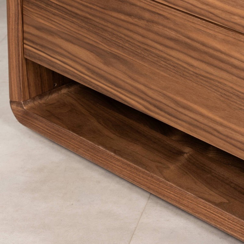 Aria Chest of Drawers in Walnut Veneer with Drawers and Open Shelves