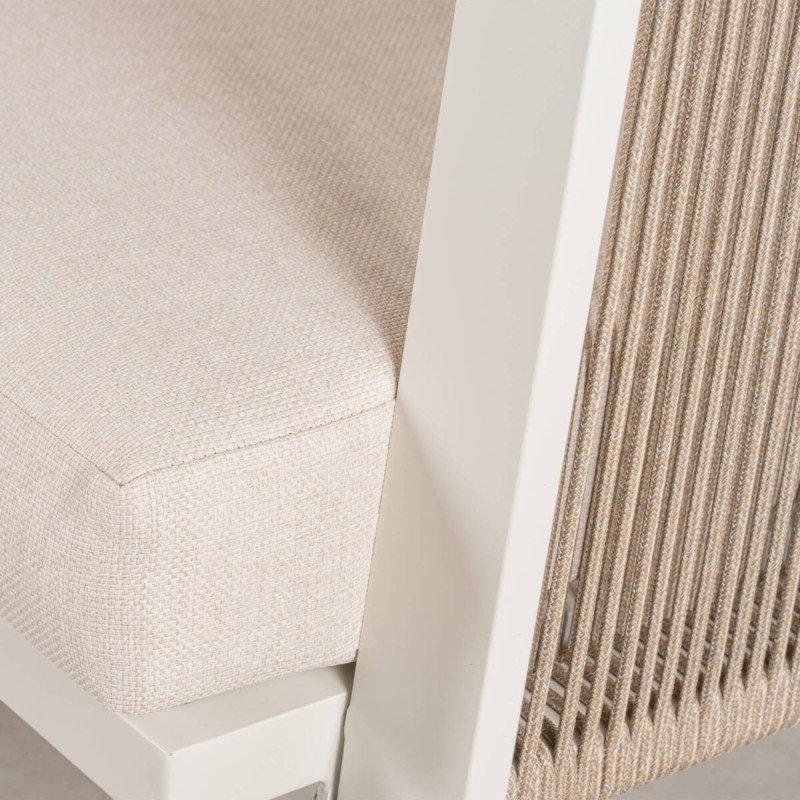 Tavira 3-Seater Outdoor Sofa, Aluminum and Textilene Rope, Sand, 195 cm