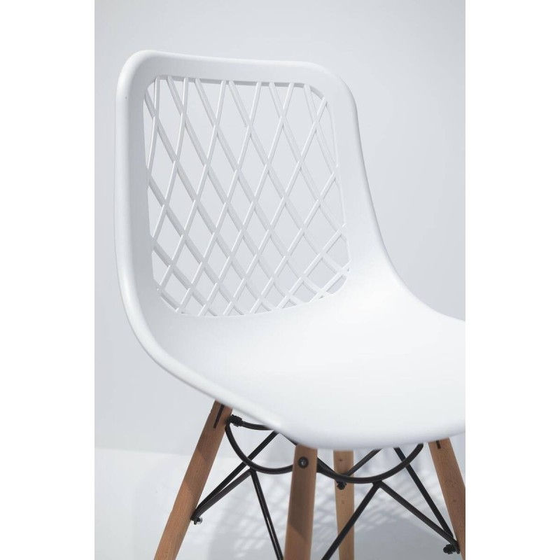 Silla de comedor de polietileno blanco y madera de haya 47x50x89cm
