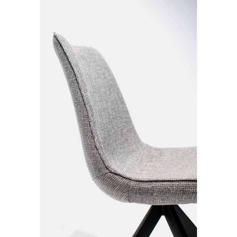 Dining chair, grey fabric - black finished steel, 50x53x88cm