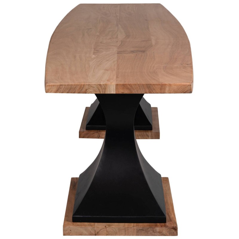 Banco de madera de acacia y metal negro 170x45x45cm