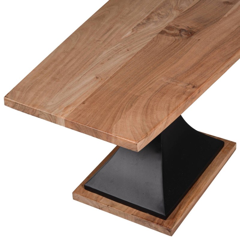 Banco de madera de acacia y metal negro 170x45x45cm