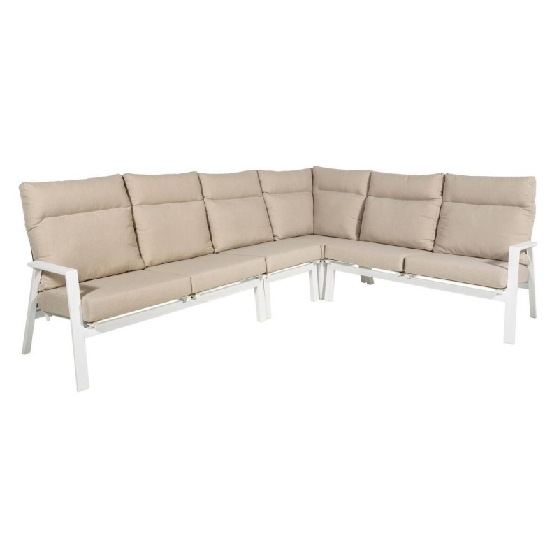 Outdoor corner sofa, aluminum/textilene, sand color, 284.5 x 220.5 x 96.5 x 83cm