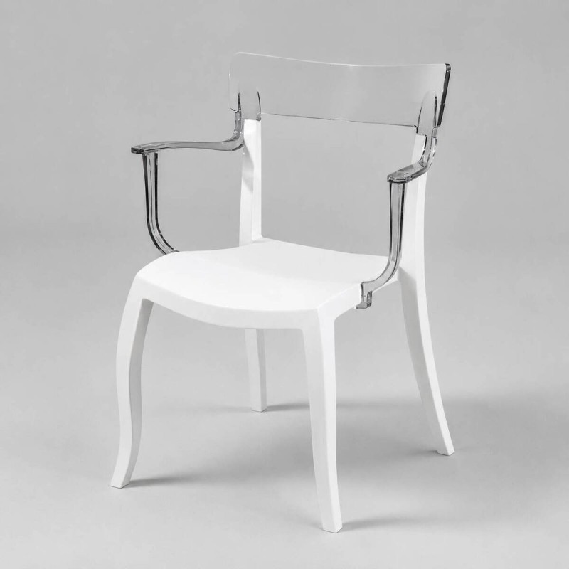 Hera chair, white seat, transparent backrest, 49x55x84cm