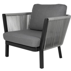 Sofia armchair in grey aluminum and interwoven rope 92x52x70cm