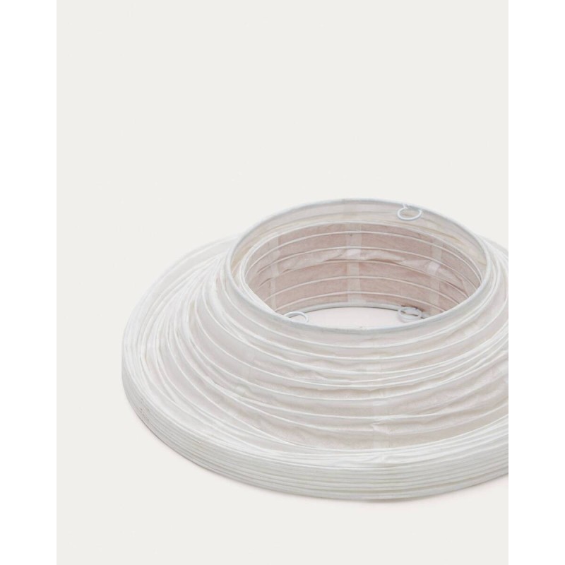 Ceiling lampshade made of white paper and oak veneer, 30x50cm