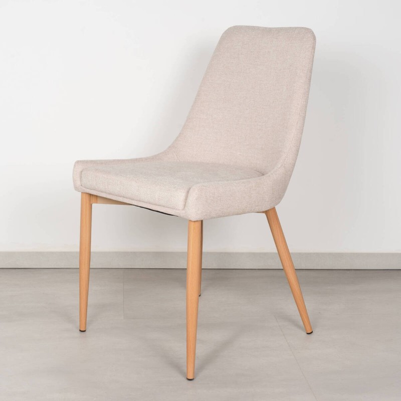 Silla evora beige con patas de hierro roble 49x58x87cm