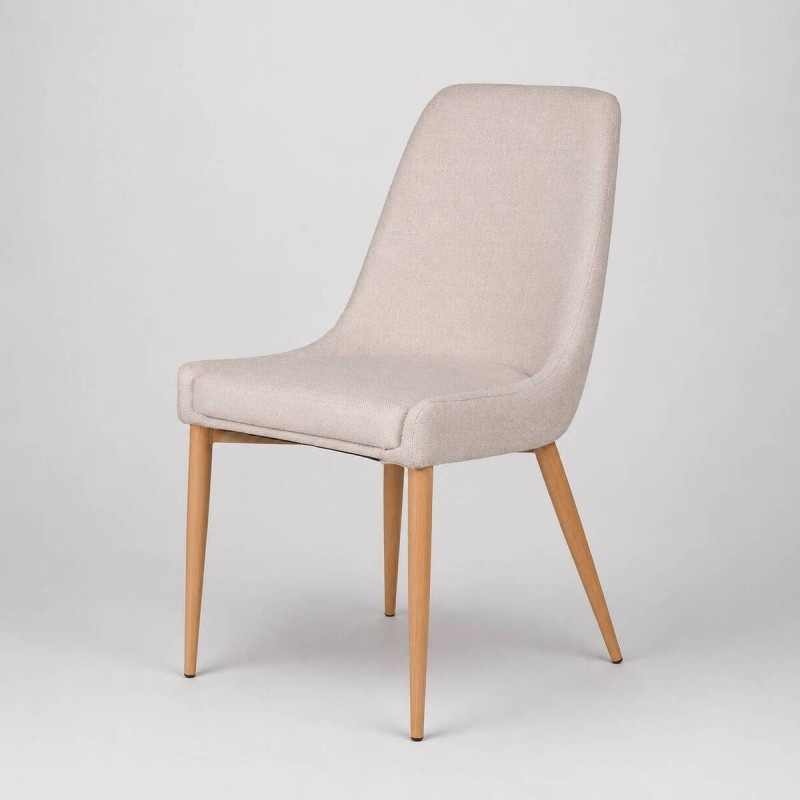 Silla evora beige con patas de hierro roble 49x58x87cm