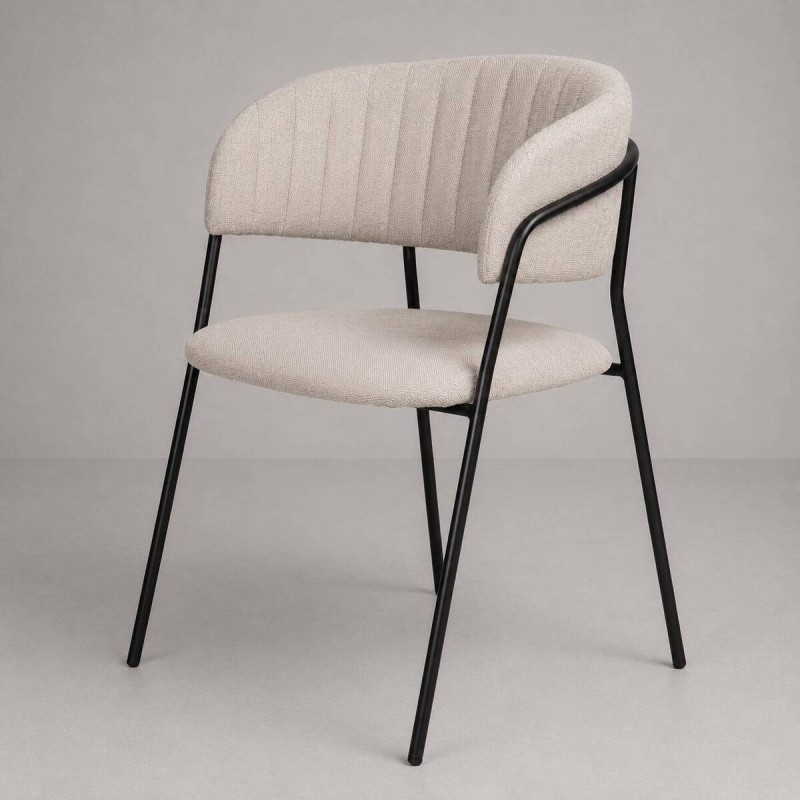 Silla livia beige estructura de metal negro 57x52x77cm