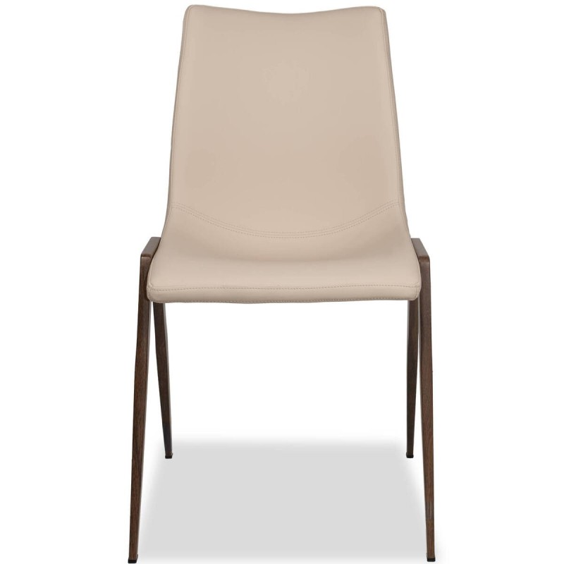Silla nalia color crema con patas de acero estampado nogal 48x56x87cm