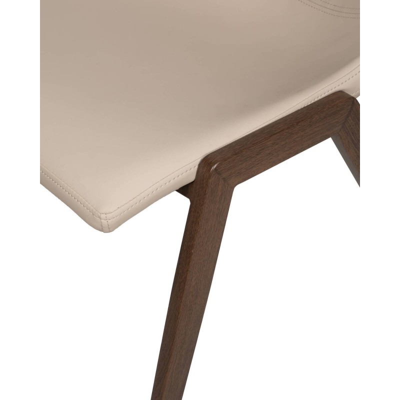 Silla nalia color crema con patas de acero estampado nogal 48x56x87cm