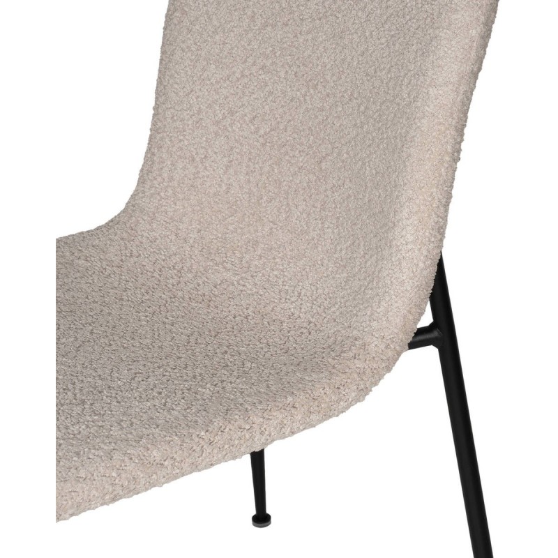 Silla siroco de borreguito beige y patas de metal negro 43x55x82cm