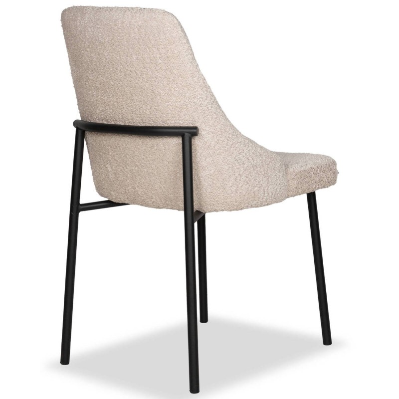 Silla lana de borreguito beige con patas de metal negro 50x55x86.5cm