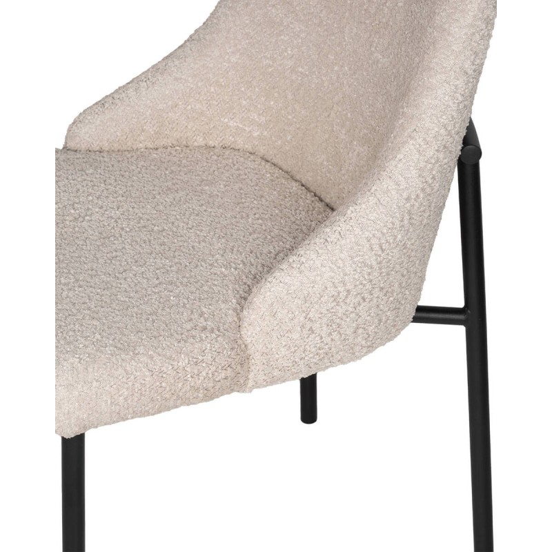 Beige sheepskin chair with black metal legs 50x55x86.5cm