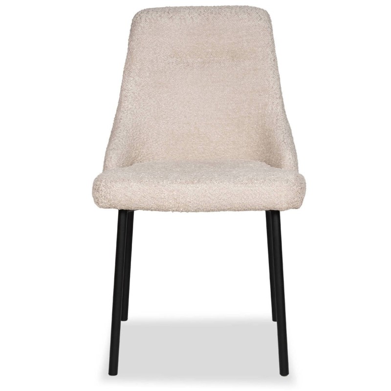 Beige sheepskin chair with black metal legs 50x55x86.5cm