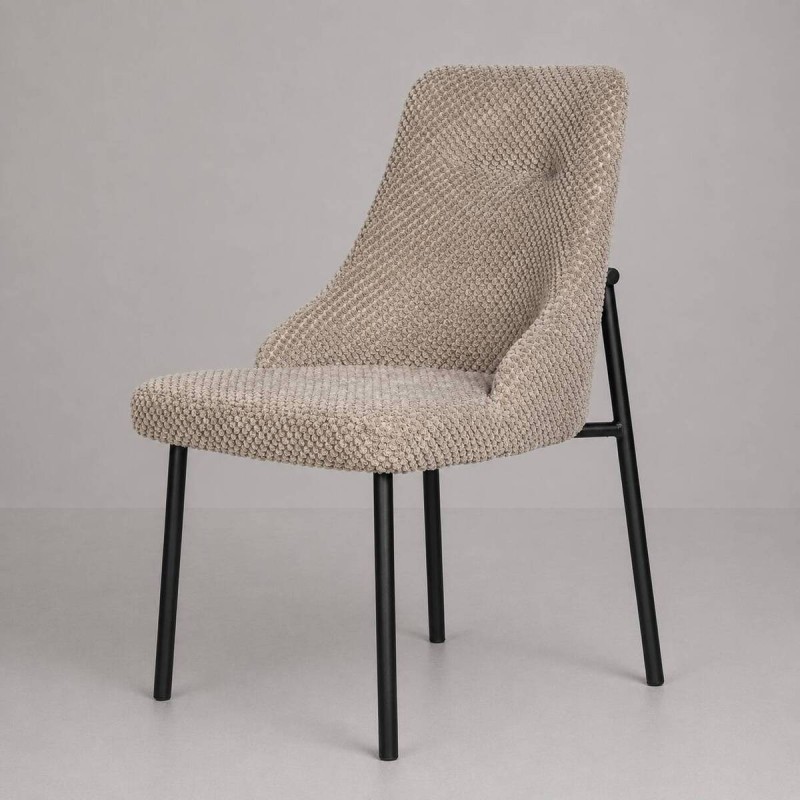 Silla lana de borreguito gris con patas de metal negro 50x55x86.5cm