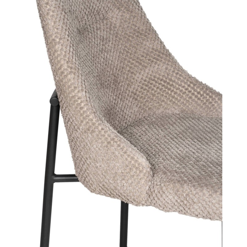 Silla lana de borreguito gris con patas de metal negro 50x55x86.5cm