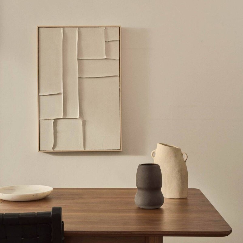 Cuadro Klis de lino con formas geométricas blanco 60 x 90 cm.