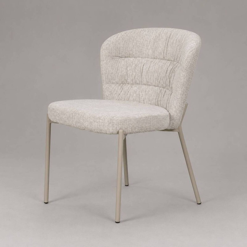 Silla Vitta tapizada beige gris con texturas en el respaldo 59×55×79 cm