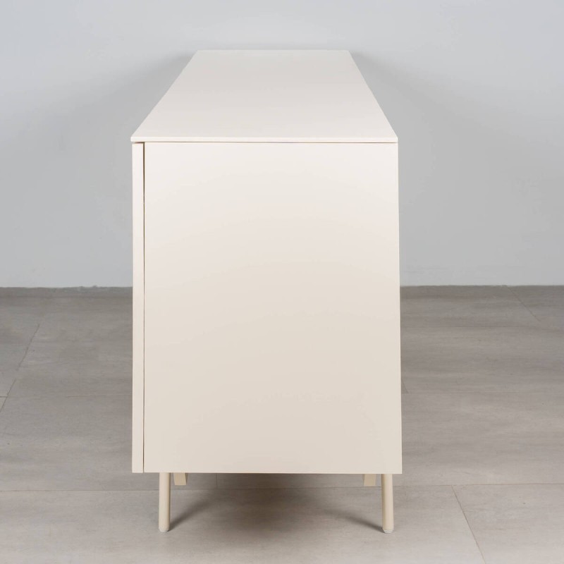 Stedio sideboard in raw beige with folding doors and metal legs, 200 cm