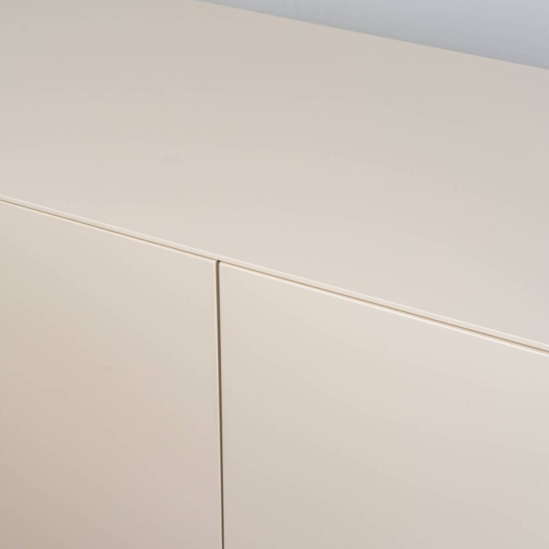 Ostrava sideboard in raw beige lacquer with hinged doors and metal legs, 180 cm