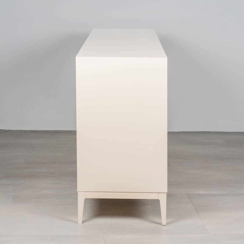 Ostrava sideboard in raw beige lacquer with hinged doors and metal legs, 180 cm