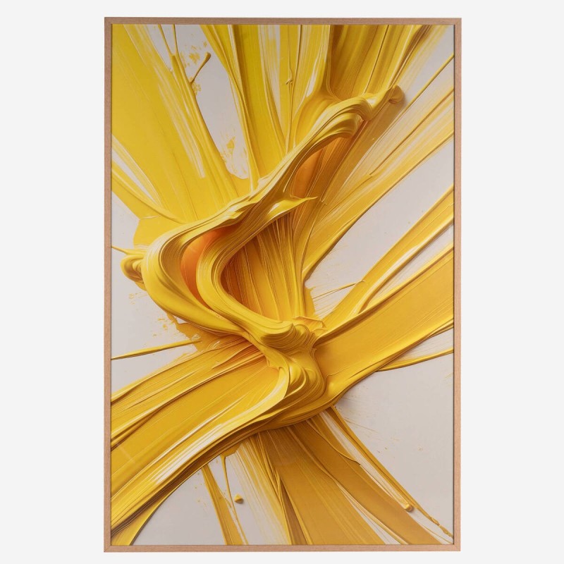 Cuadro Abstracto Amarillo 100x150 cm con Cristal Templado