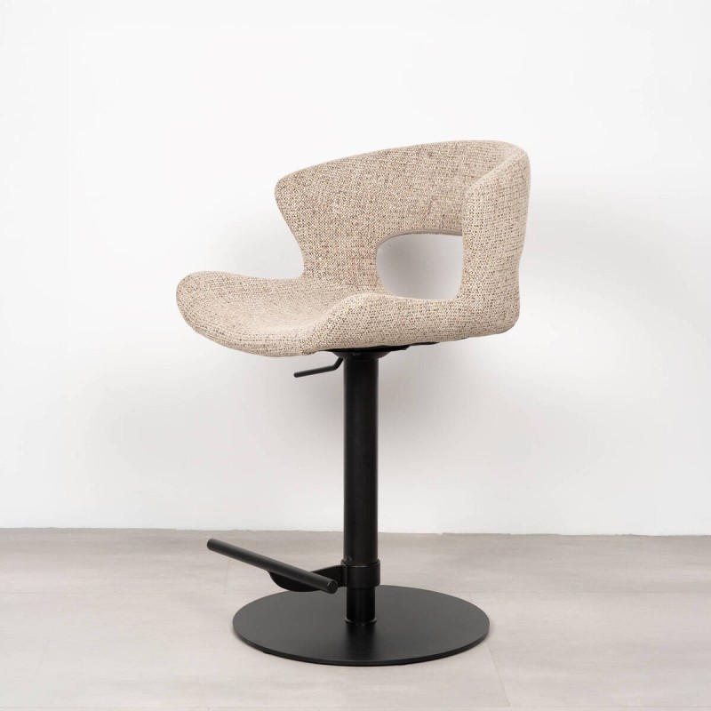 Taburete Kaladan Elevable con Reposapiés en tejido beige