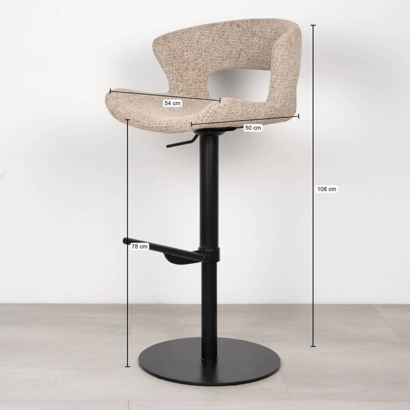 Taburete Kaladan Elevable con Reposapiés en tejido beige