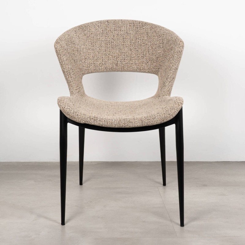 Silla de Comedor Drava Tapizada en Marrón y Patas de metal negro